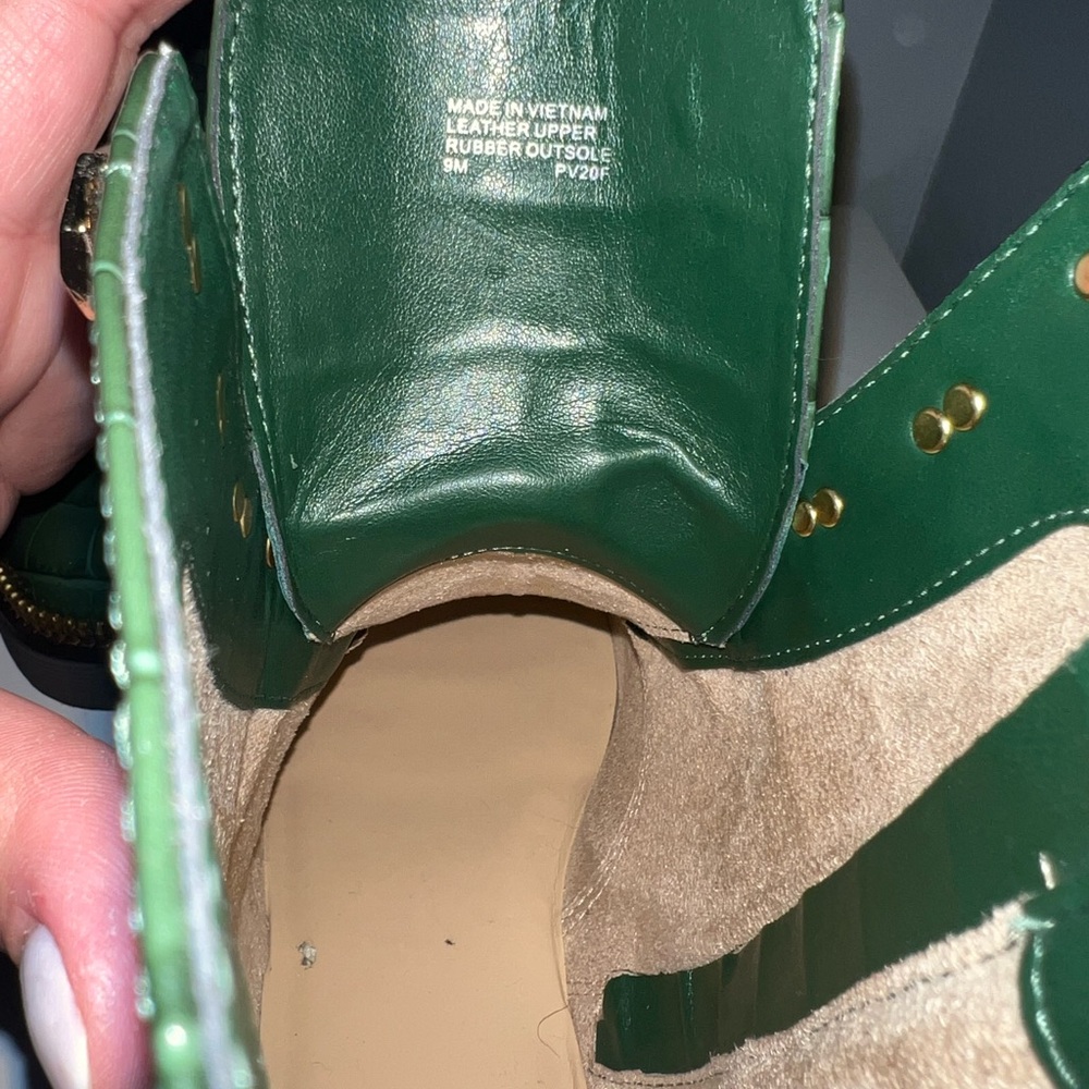 Green Crocodile-Embossed Lace-Up Micheal Kors Boots - Picture 7 of 8